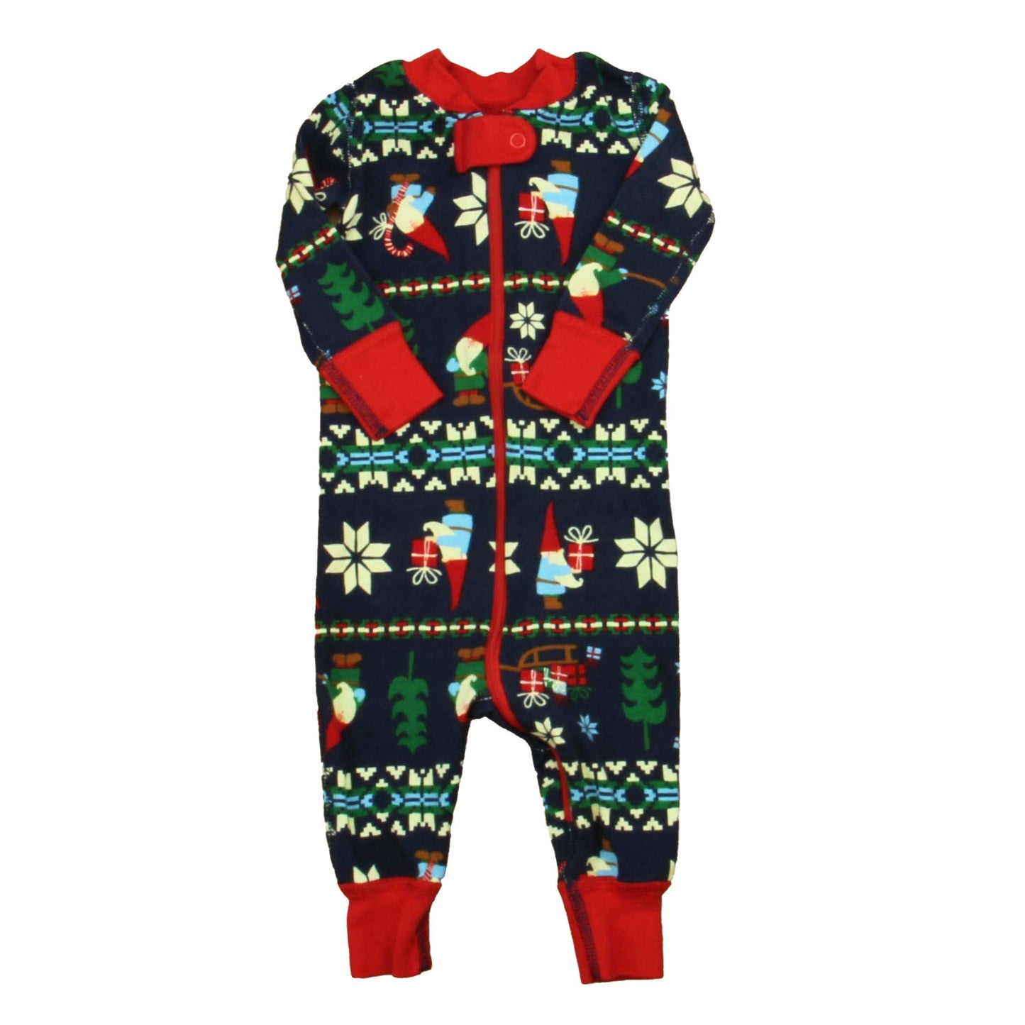 Hanna Andersson Boys Navy | Gnomes 1-piece Non-footed Pajamas Size: 3-6 Months Navy | Gnomes