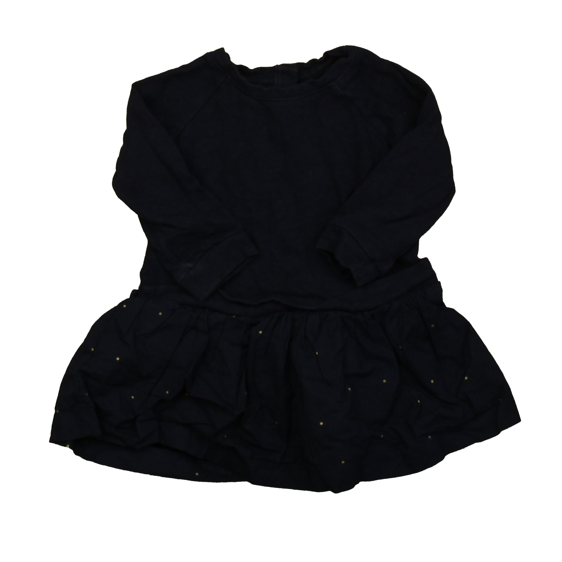 Gap Girls Navy | Gold Polka Dots Dress Size: 18-24 Months Navy | Gold Polka Dots