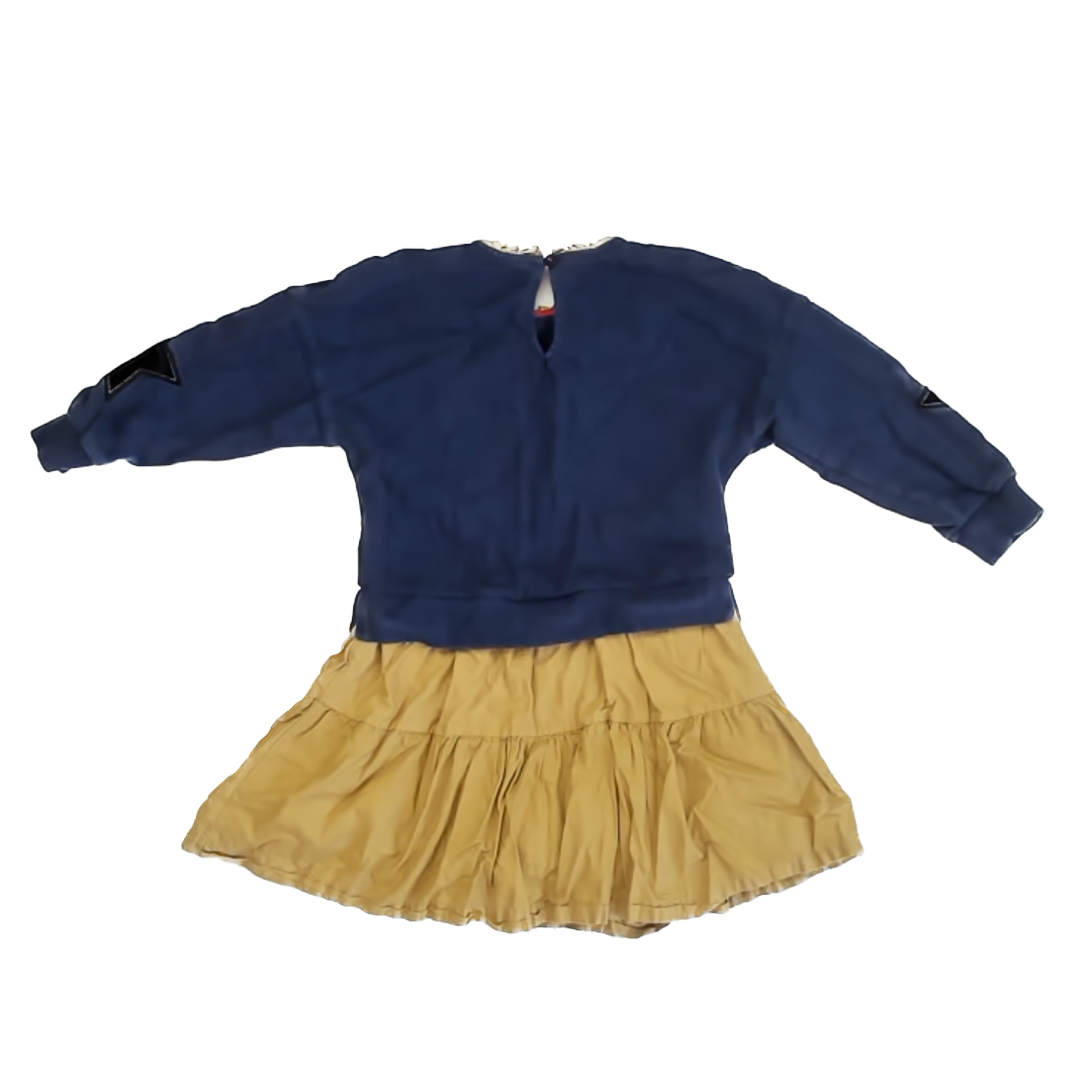 Mini Boden Girls Navy | Gold Sweater Dress Size: 4-5T Navy | Gold