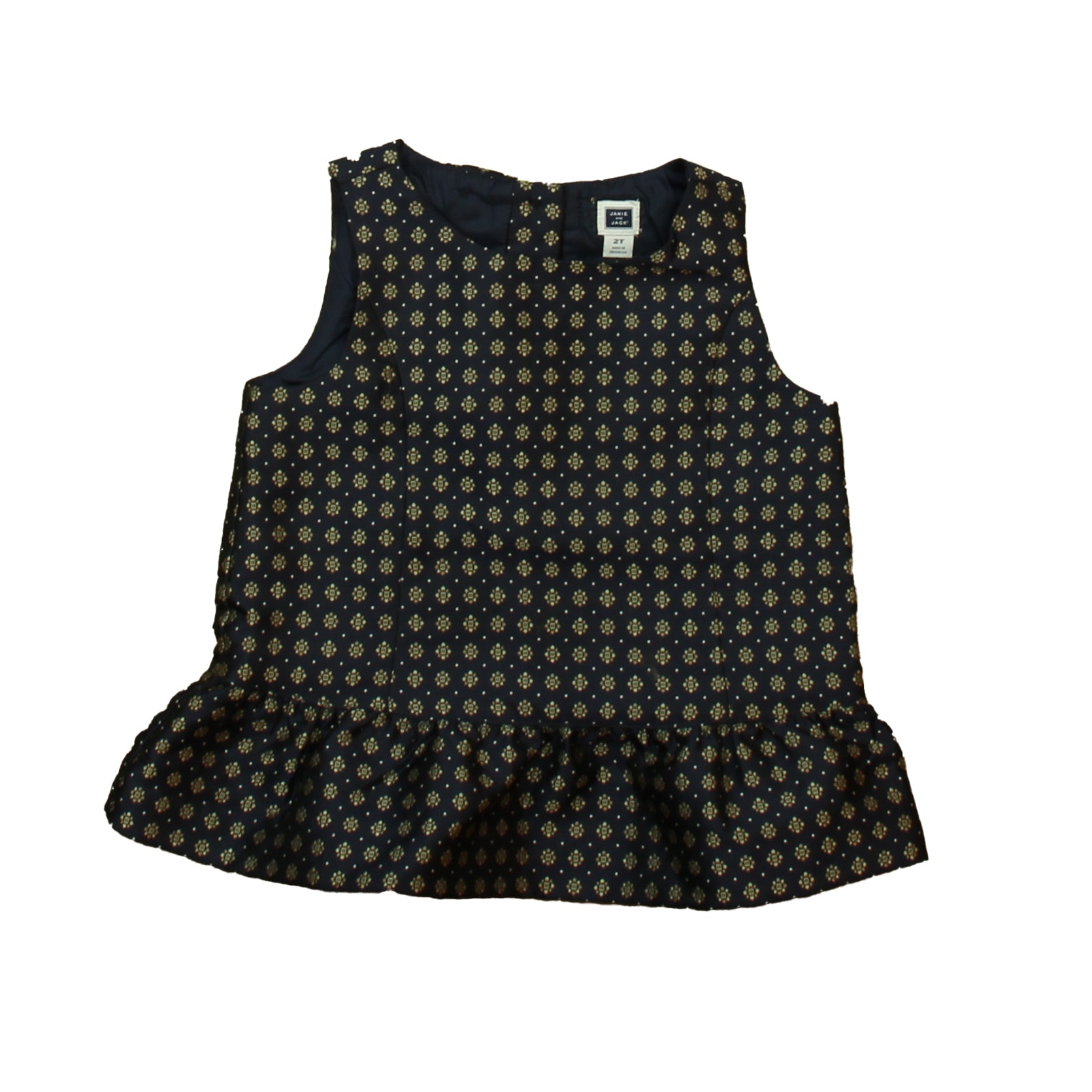 Janie and Jack Girls Navy | Gold Blouse Size: 2T Navy | Gold