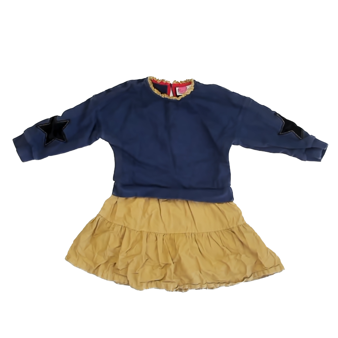 Mini Boden Girls Navy | Gold Sweater Dress Size: 4-5T Navy | Gold