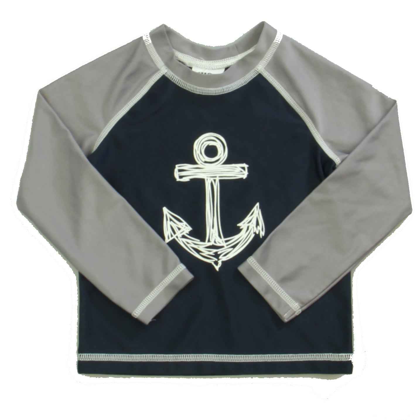 Wave Zone Boys Navy | Gray Anchor Rashguard Size: 18 Months Navy | Gray Anchor