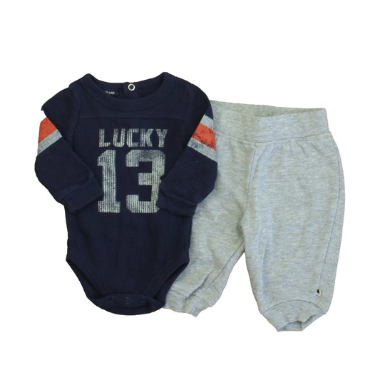Lucky Brand Boys Navy | Gray Apparel Sets Size: 0-3 Months Navy | Gray