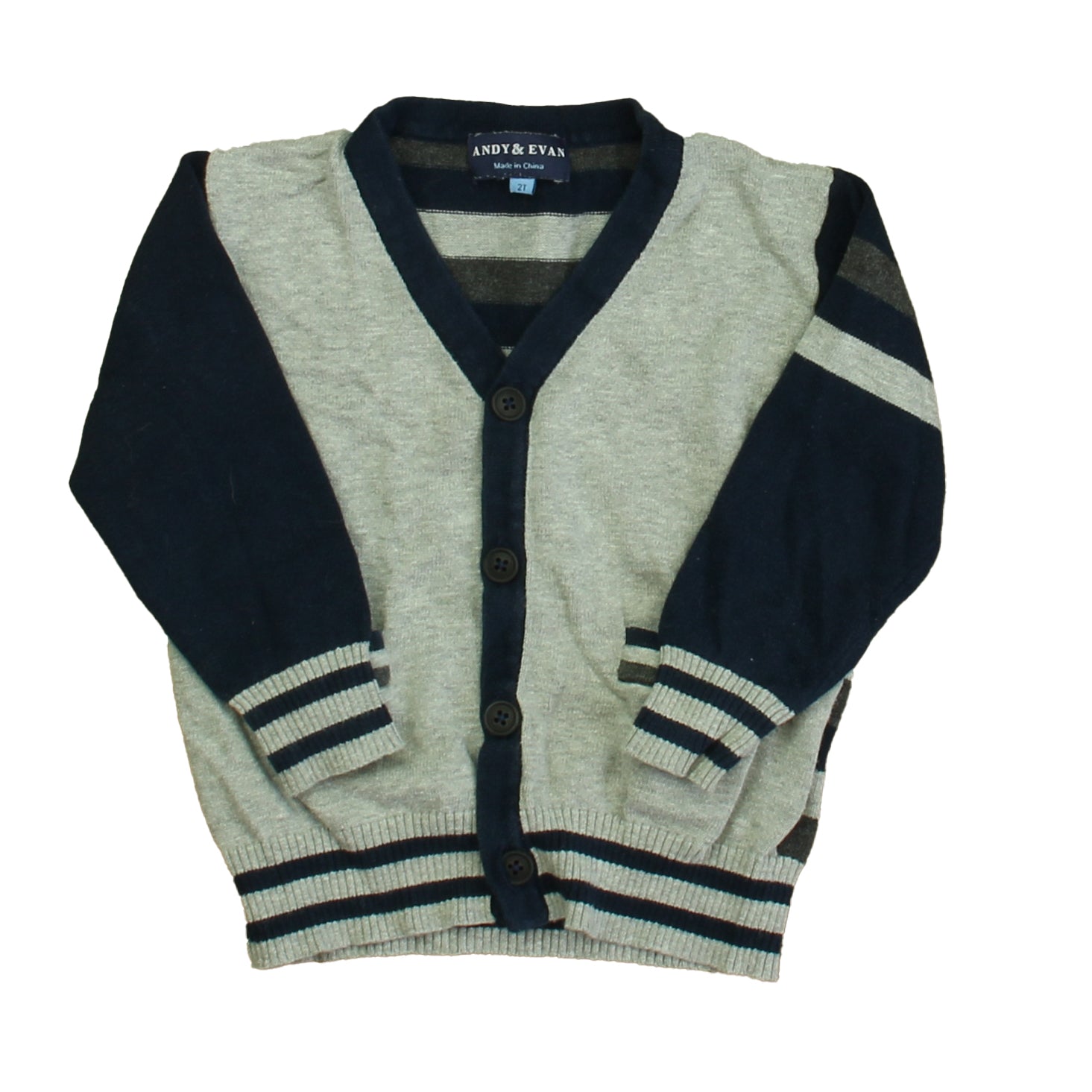 Andy & Evan Boys Navy | Gray Cardigan Size: 2T Navy | Gray