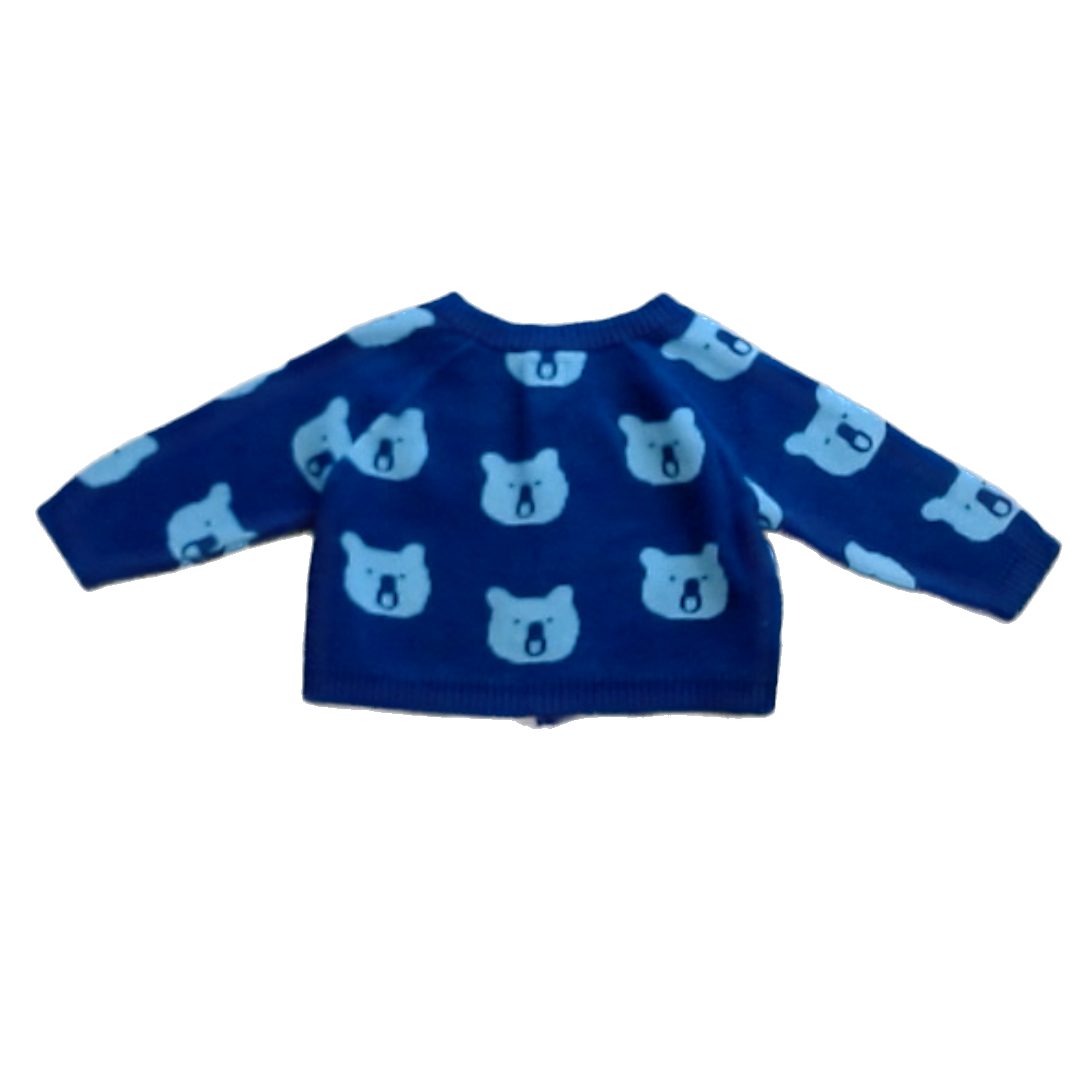 Tea Collection Boys Navy | Green Bears Cardigan Size: 6-9 Months Navy | Green Bears