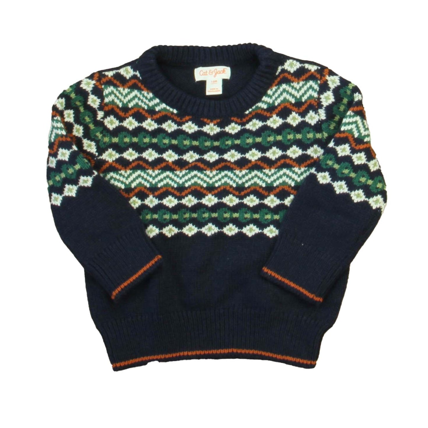 Cat & Jack Boys Navy | Green | Brown Sweater Size: 12 Months Navy | Green | Brown
