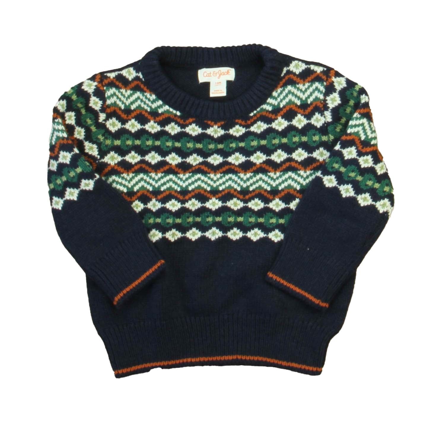 Cat & Jack Boys Navy | Green | Brown Sweater Size: 12 Months Navy | Green | Brown