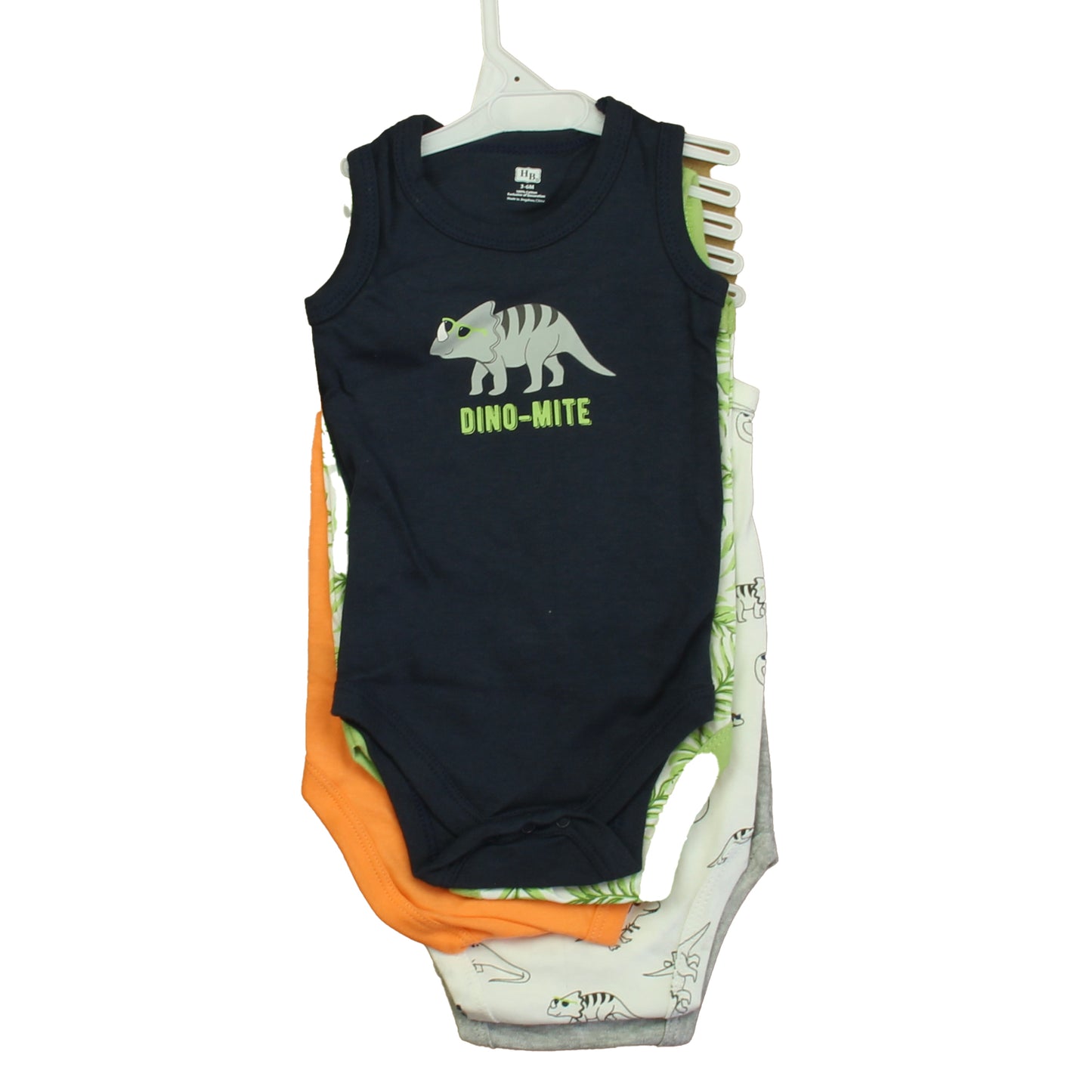 HB Boys Navy | Green | Orange Dinosaurs Onesie Size: 3-6 Months