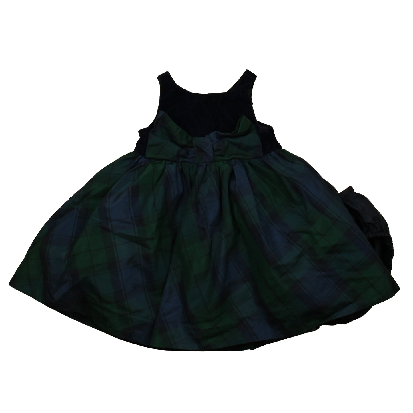 Janie and Jack Girls Navy | Green Plaid Special Occasion Dress Size: 12-18 Months