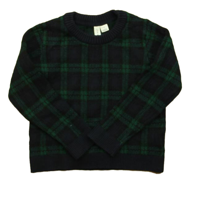 Janie and Jack Boys Navy | Green Plaid Sweater Size: 4T