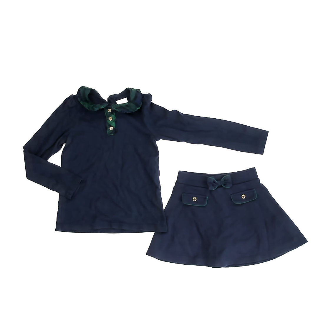 Gymboree Girls Navy | Green Plaid Apparel Sets Size: 8 Years Navy | Green Plaid