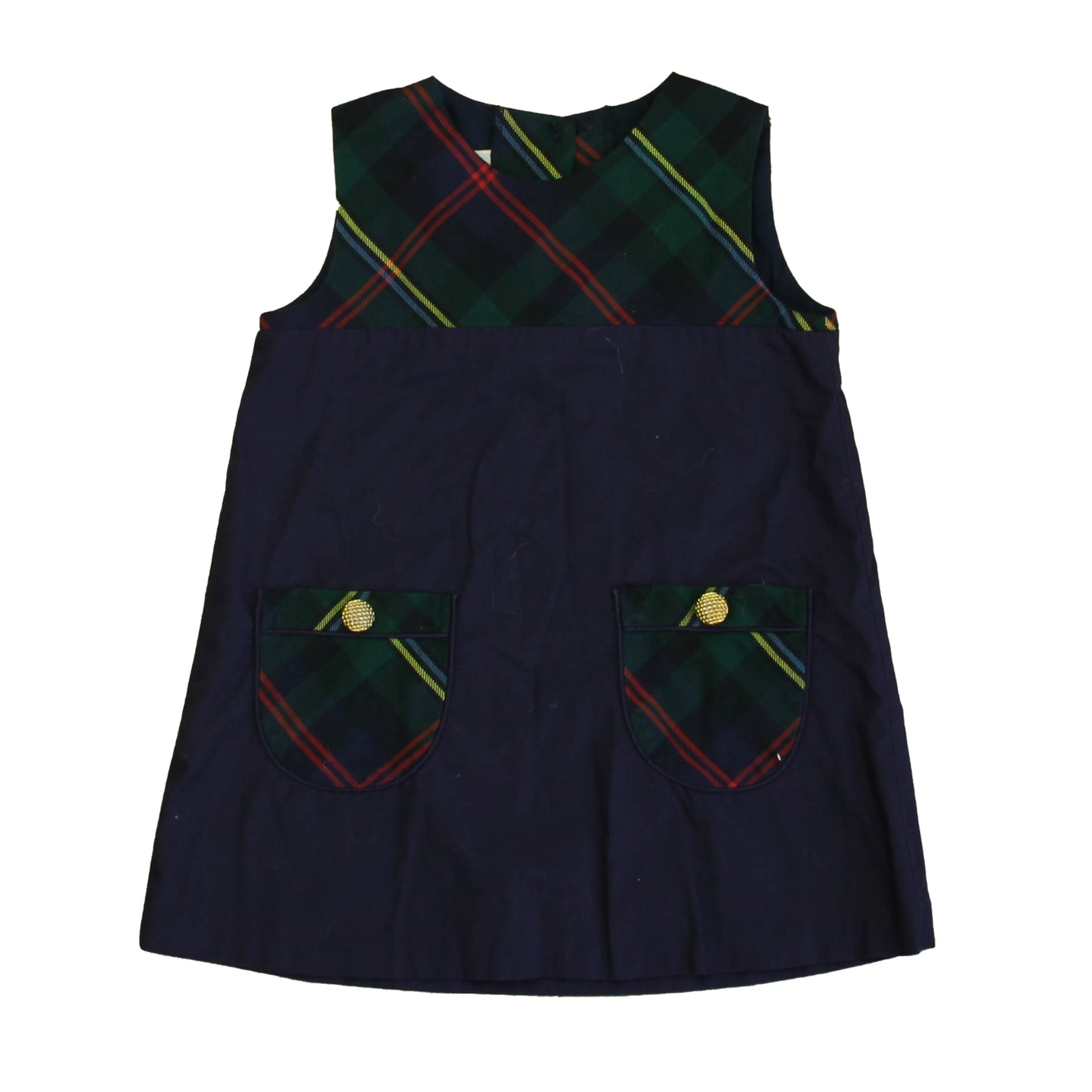 Bella Bliss Girls Navy | Green Plaid Dress Size: 3T