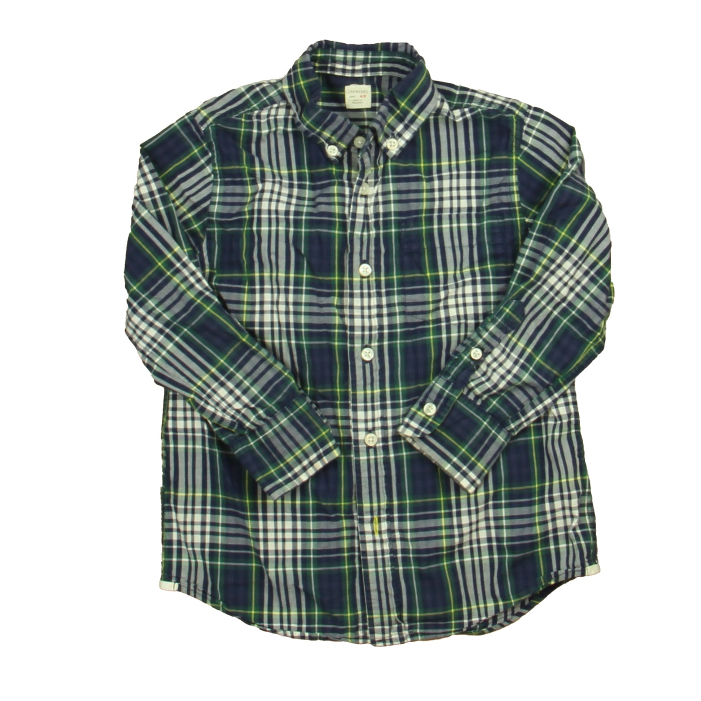 Crewcuts Boys Navy | Green Plaid Button Down Long Sleeve Size: 4-5T