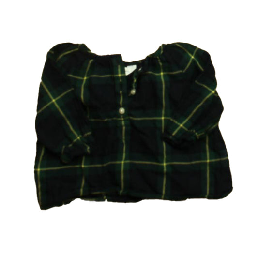 Janie and Jack Girls Navy | Green Plaid Blouse Size: 3 Months