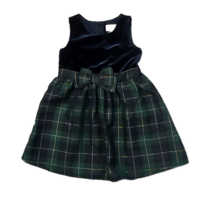 The Children's Place Girls Navy | Green Plaid Dress Size: 4T Navy | Green Plaid