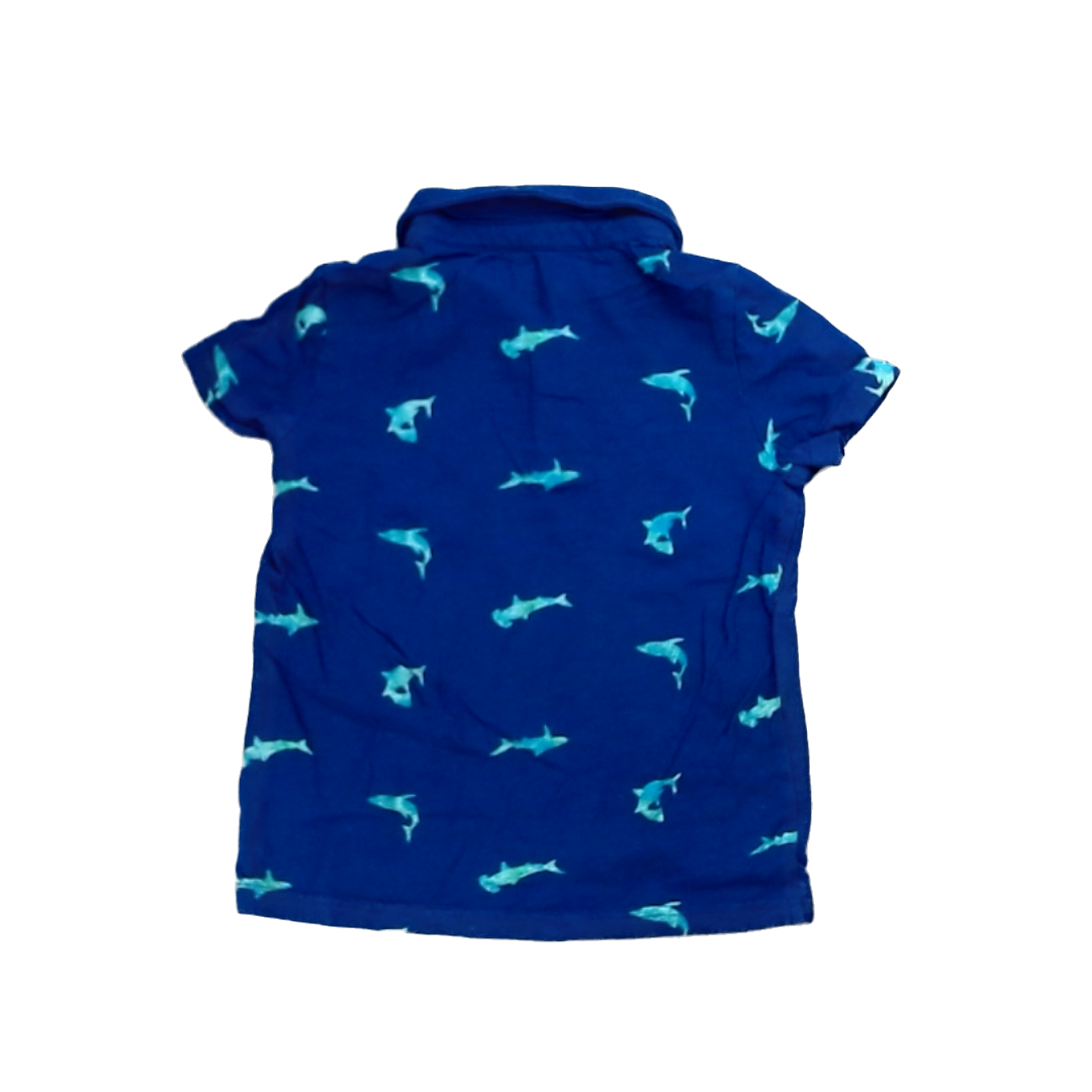 Rockets Of Awesome Boys Navy | Green Sharks Polo Shirt Size: 5T Navy | Green Sharks