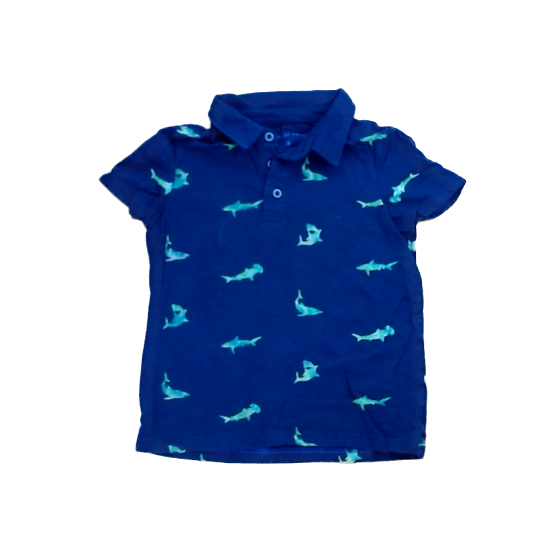 Rockets Of Awesome Boys Navy | Green Sharks Polo Shirt Size: 5T Navy | Green Sharks