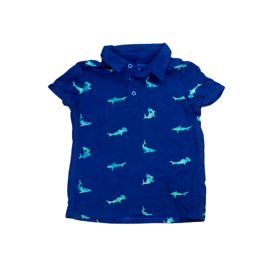 Rockets Of Awesome Boys Navy | Green Sharks Polo Shirt Size: 5T Navy | Green Sharks