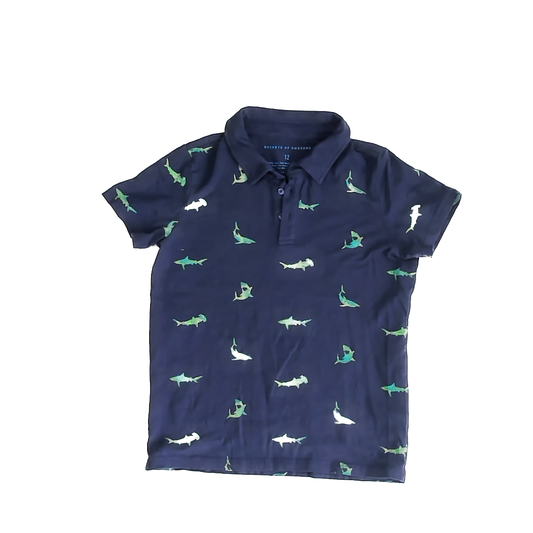 Rockets Of Awesome Boys Navy | Green Sharks Polo Shirt Size: 12 Navy | Green Sharks