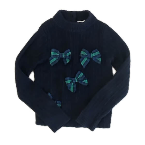 Janie and Jack Girls Navy | Green Sweater Size: 6 Months Navy | Green