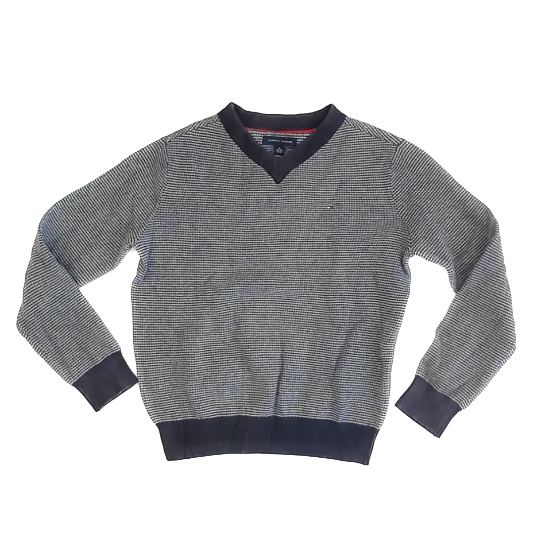 Tommy Hilfiger Boys Navy | Grey Sweater Size: 8-10 Years Navy | Grey