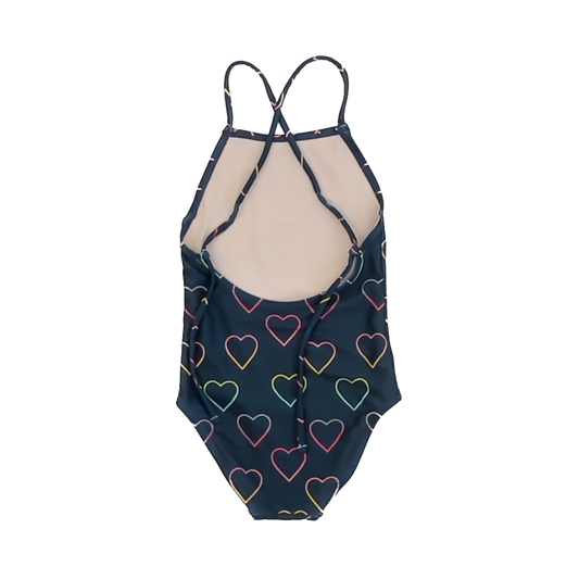 Tea Collection Girls Navy | Hearts One Piece Swimwear Size: 6T Navy | Hearts One Piece
