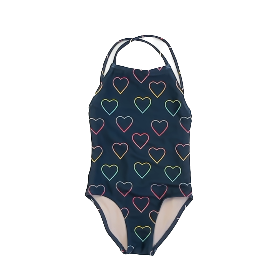 Tea Collection Girls Navy | Hearts One Piece Swimwear Size: 6T Navy | Hearts One Piece