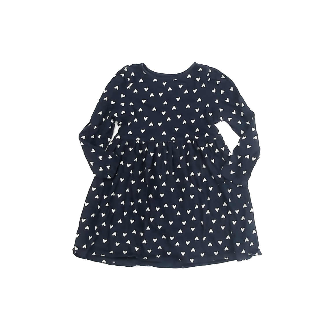 H&M Girls Navy Hearts Dress Size: 4-6 Years Navy Hearts