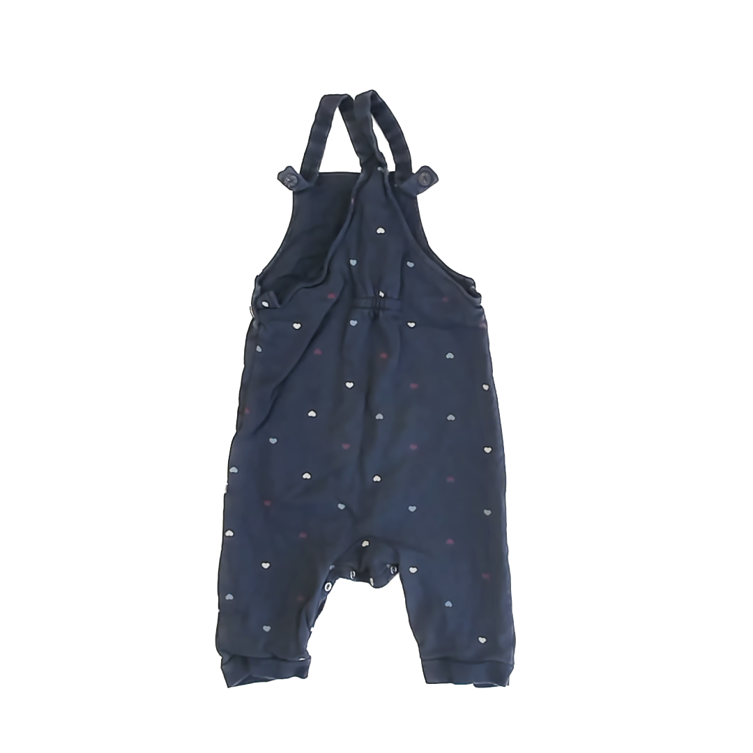 Mori Girls Navy | Hearts Overalls Size: 18-24 Months Navy | Hearts