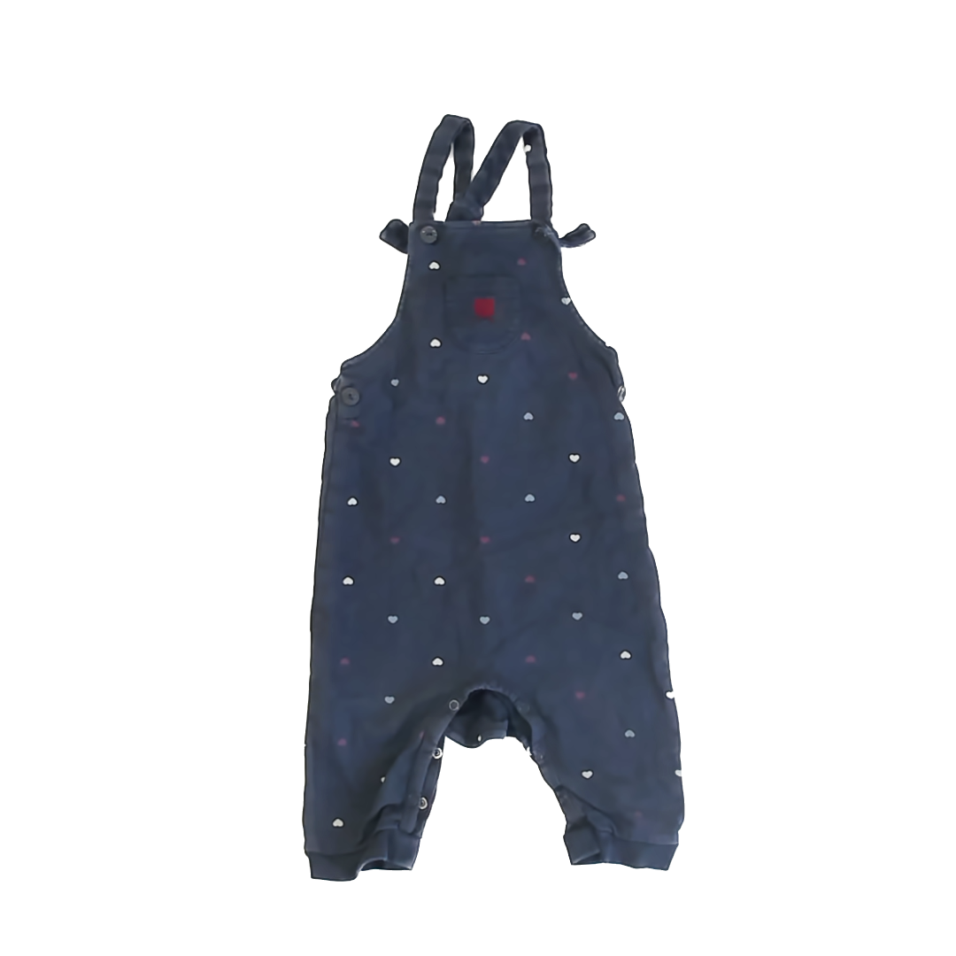 Mori Girls Navy | Hearts Overalls Size: 18-24 Months Navy | Hearts