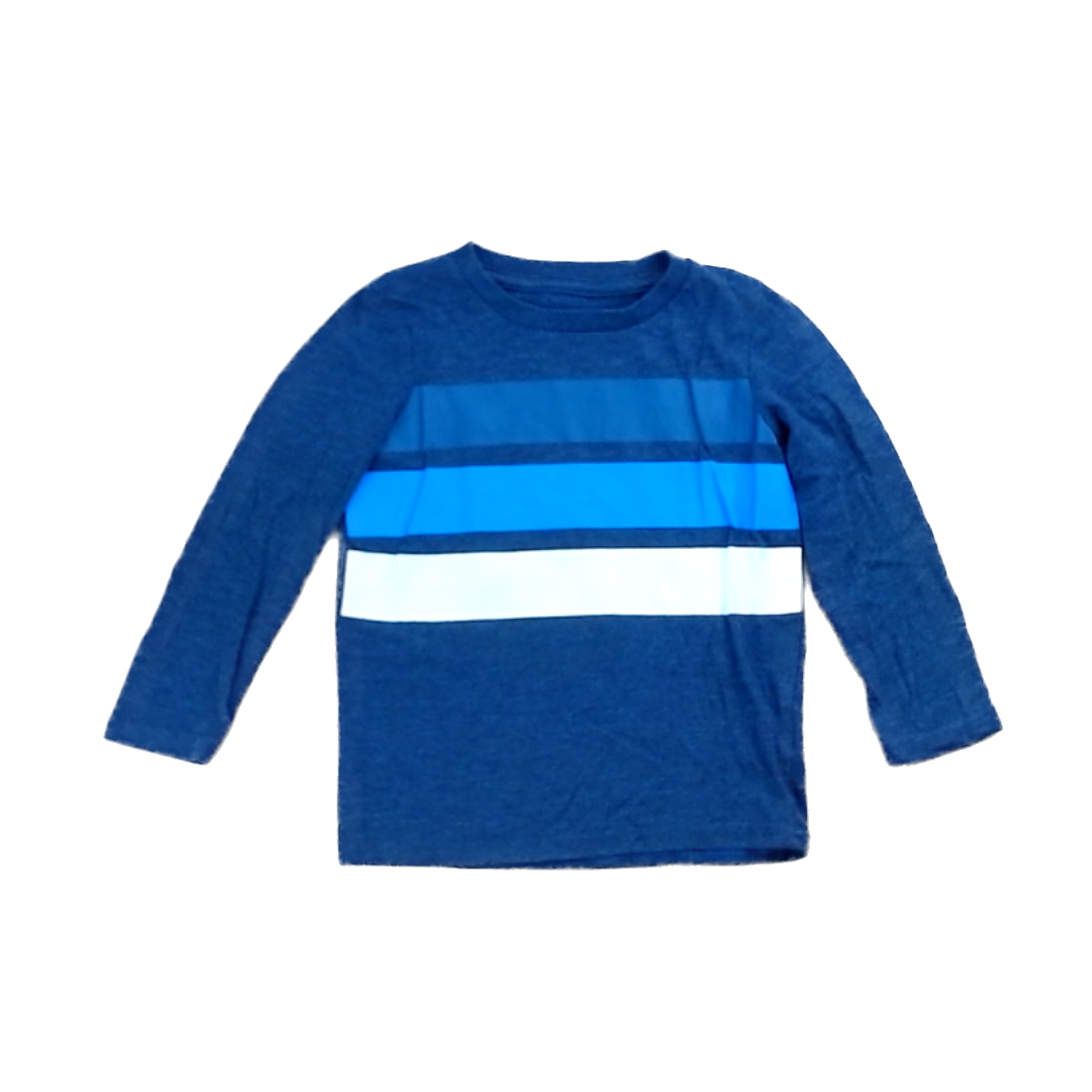Rockets Of Awesome Boys Navy Heather | Blue and White Stripes Long Sleeve Shirt Size: 3T Navy Heather | Blue and White Stripes