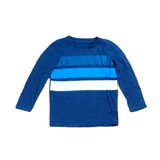 Rockets Of Awesome Boys Navy Heather | Blue and White Stripes Long Sleeve Shirt Size: 3T Navy Heather | Blue and White Stripes