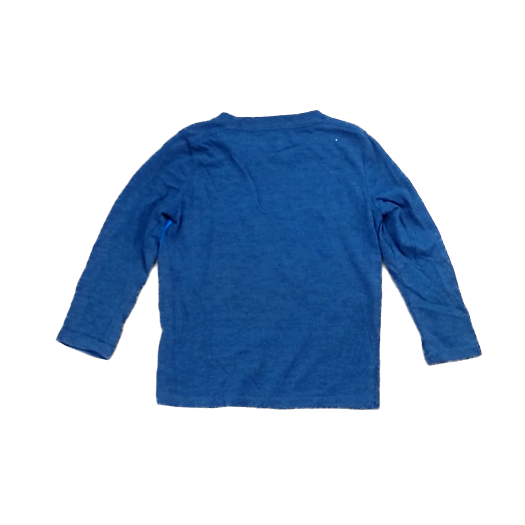Rockets Of Awesome Boys Navy Heather | Blue and White Stripes Long Sleeve Shirt Size: 3T Navy Heather | Blue and White Stripes