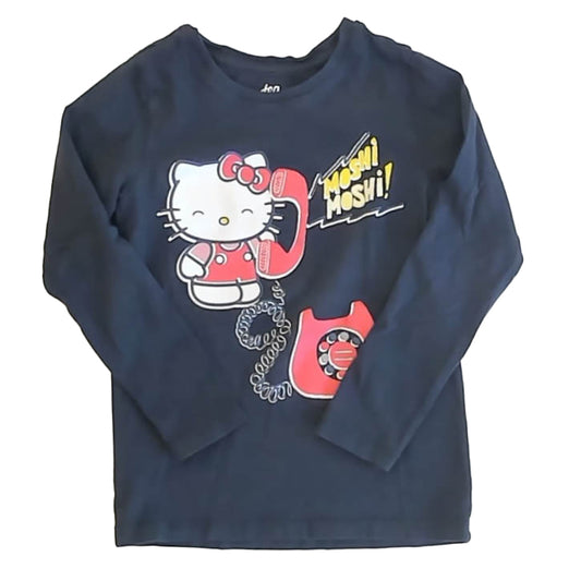 Tea Collection Girls Navy Hello Kitty Long Sleeve T-Shirt Size: 5T Navy Hello Kitty