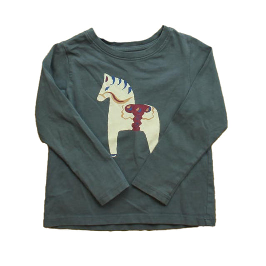 Tea Girls Navy | Horse Long Sleeve T-Shirt Size: 2T Navy | Horse