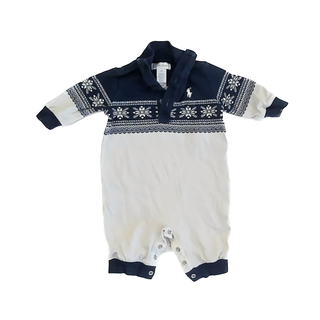 Ralph Lauren Boys Navy | Ivory Long Sleeve Outfit Size: 3 Months Navy | Ivory
