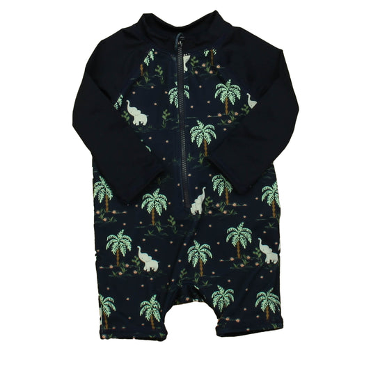 Janie and Jack Girls Navy Jungle 1-piece Swimsuit Size: 3-6 Months Navy Jungle