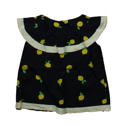 Janie and Jack Girls Navy Lemons Blouse Size: 6 Years