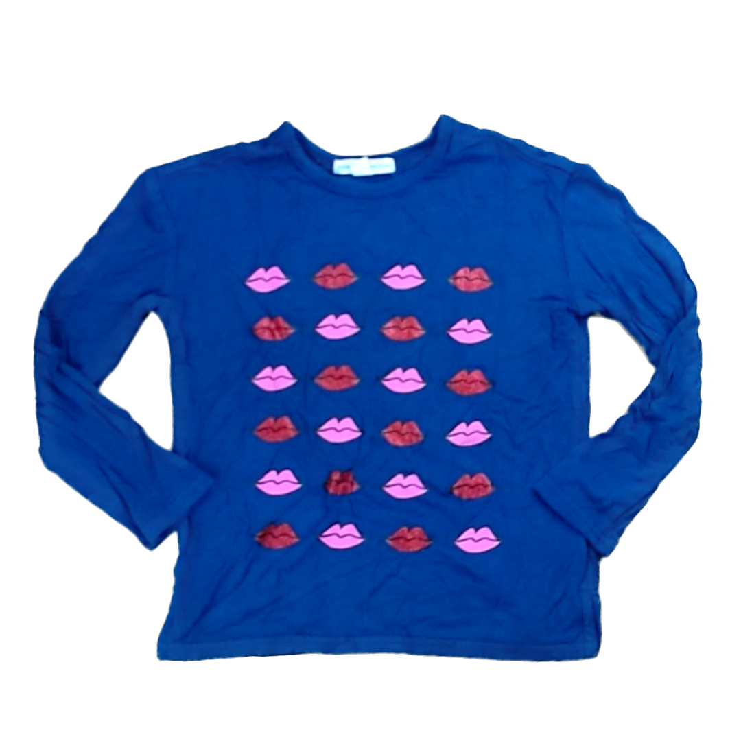 Rockets Of Awesome Girls Navy | Lips Long Sleeve T-Shirt Size: 3T Navy | Lips