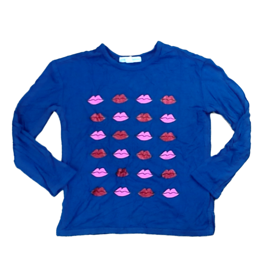 Rockets Of Awesome Girls Navy | Lips Long Sleeve T-Shirt Size: 3T Navy | Lips