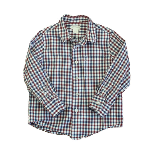 Crewcuts Boys Navy | Maroon Check Button Down Long Sleeve Size: 2T Navy | Maroon Check