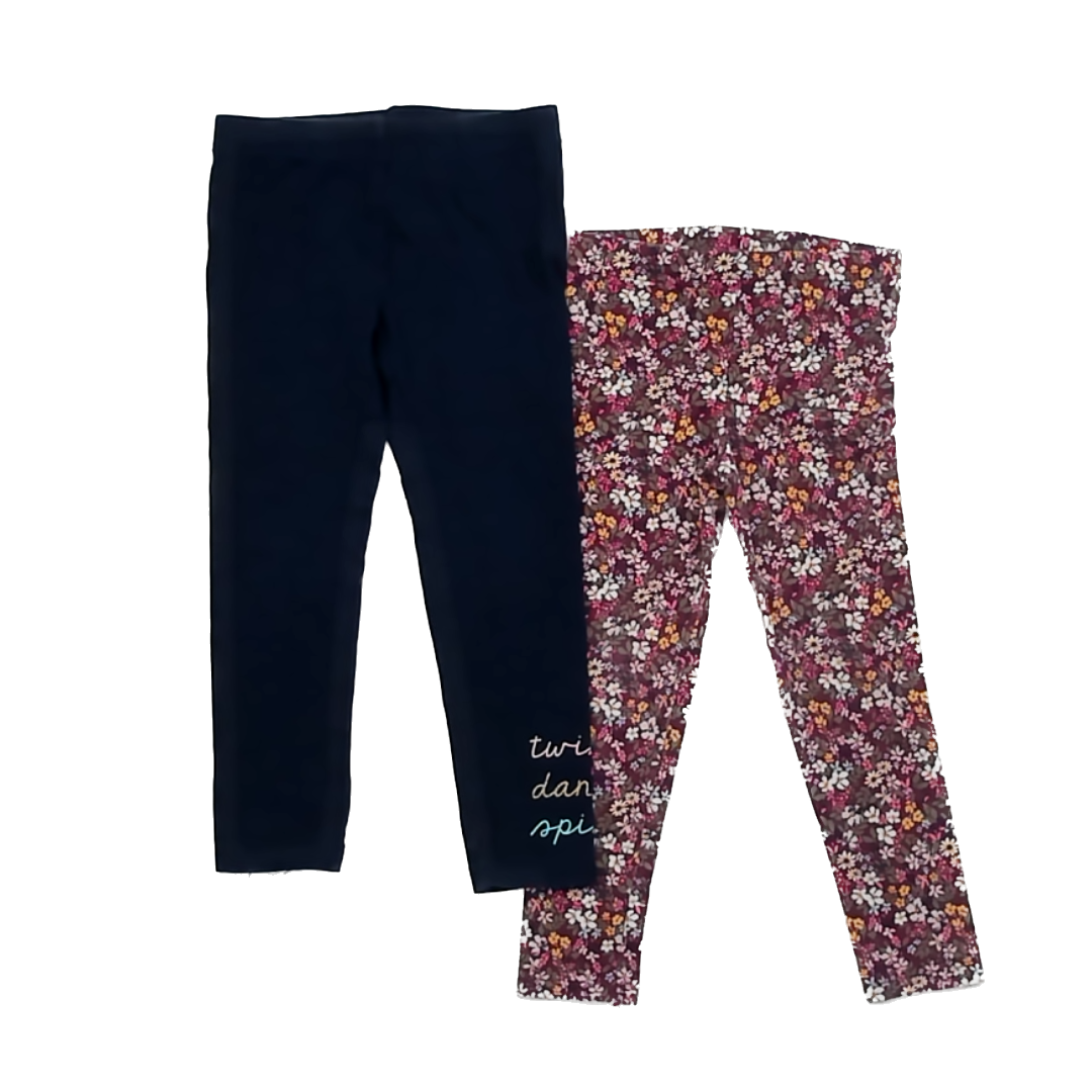 Carter's Girls Navy | Maroon Floral Leggings Size: 4T Navy | Maroon Floral
