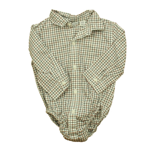 Janie and Jack Boys Navy | Maroon Plaid Onesie Size: 6-12 Months Navy | Maroon Plaid