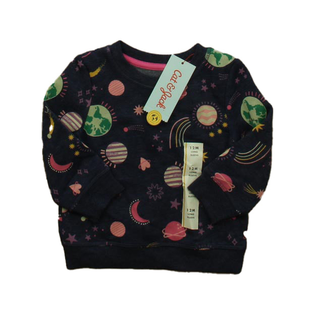 Cat & Jack Girls Navy Moon and Stars Sweatshirt Size: 12 Months