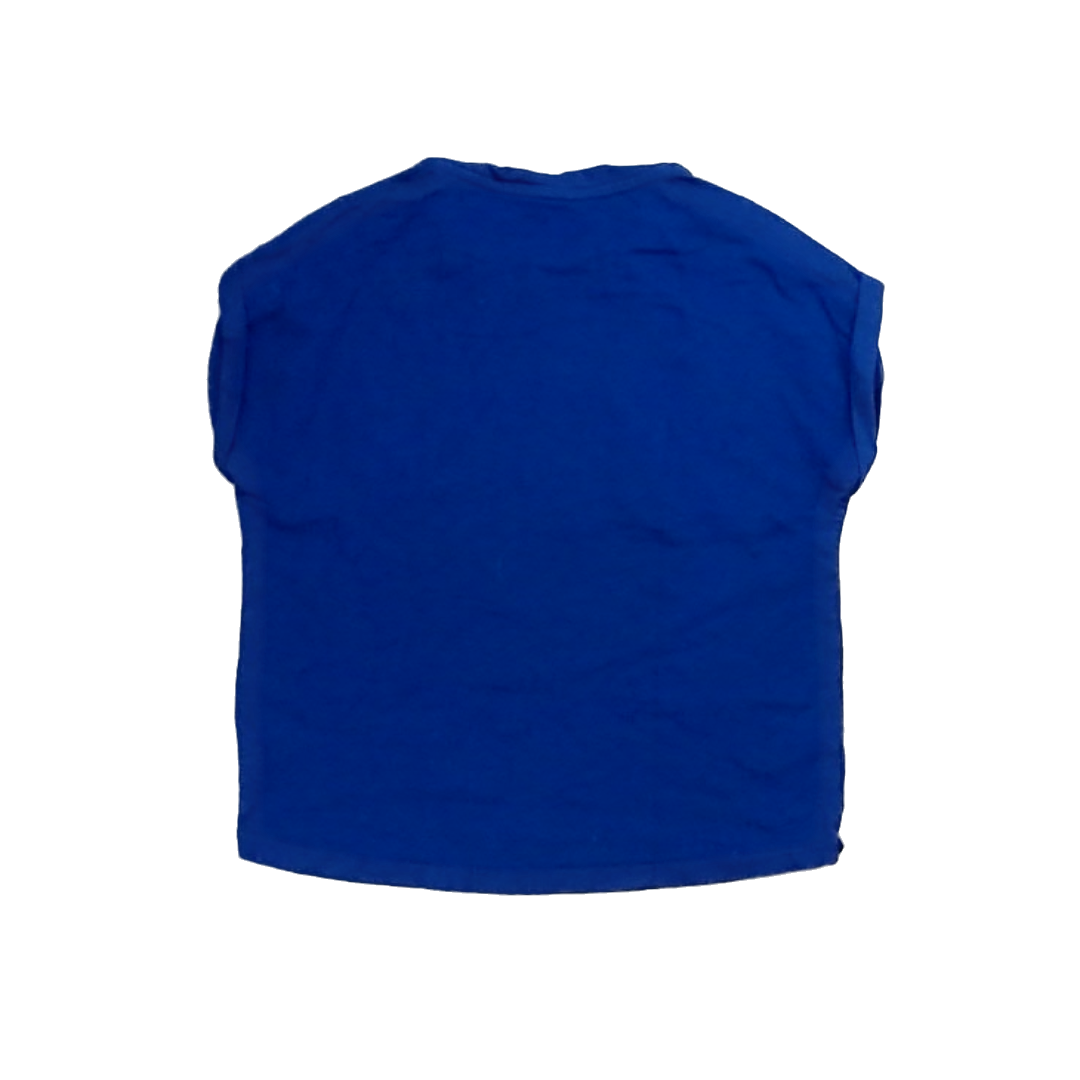 Rockets Of Awesome Girls Navy | Multicolor Stripe Short Sleeve Shirt Size: 4T Navy | Multicolor Stripe