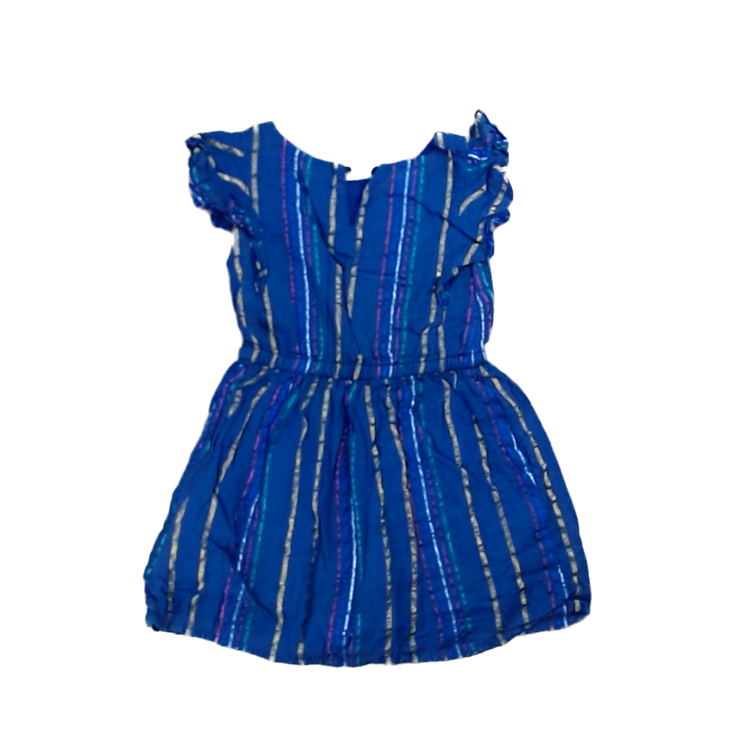 Rockets Of Awesome Girls Navy | Multicolor Thin Stripes Dress Size: 3T Navy | Multicolor Thin Stripes