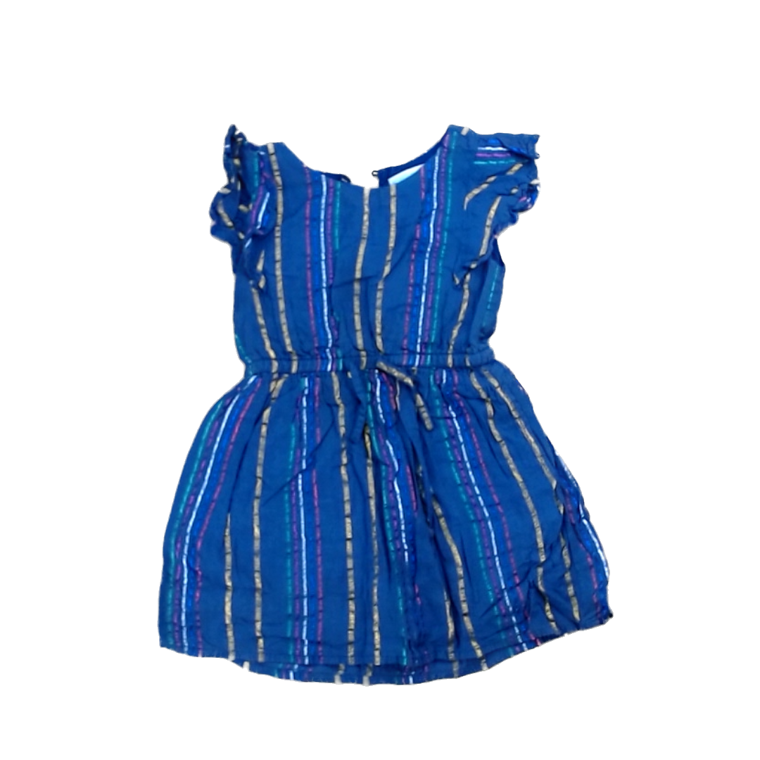 Rockets Of Awesome Girls Navy | Multicolor Thin Stripes Dress Size: 3T Navy | Multicolor Thin Stripes