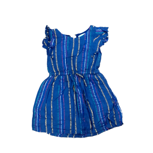 Rockets Of Awesome Girls Navy | Multicolor Thin Stripes Dress Size: 3T Navy | Multicolor Thin Stripes