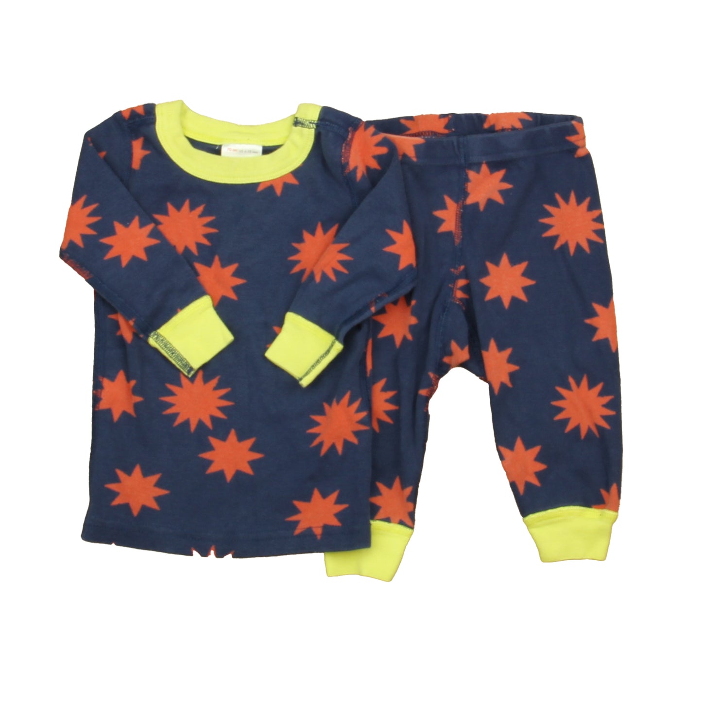 Hanna Andersson Boys Navy | Orange Stars 2-piece Pajamas Size: 6-12 Months