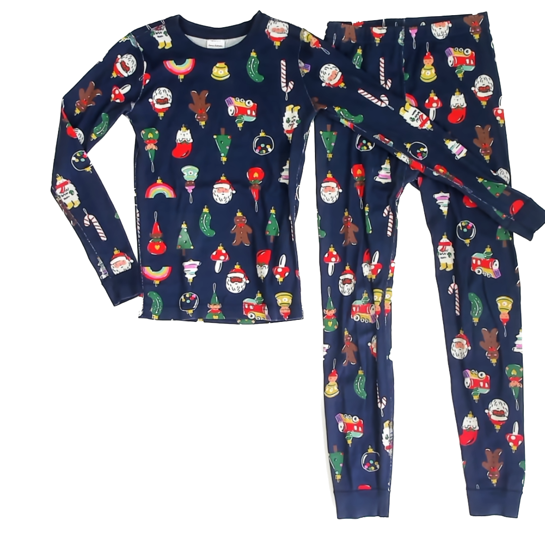 Hanna Andersson Boys Navy Ornaments 2-piece Pajamas Size: 10 Years Navy Ornaments